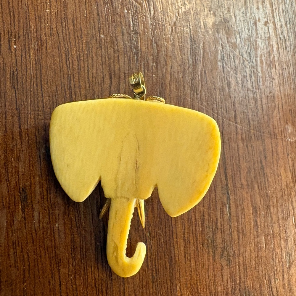 Contemporary Elephant Pendant w 14k Yellow Gold and Ruby/Sapphire/Emerald - Picture 4 of 6